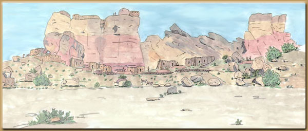 Castle Rock Pueblo as it may have appeared in the A.D. 1200s.