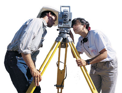 Surveying.  Photo by Bill Proud.